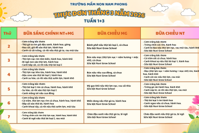 Thực đơn tháng 3 năm 2026 (Tuần 1+3)