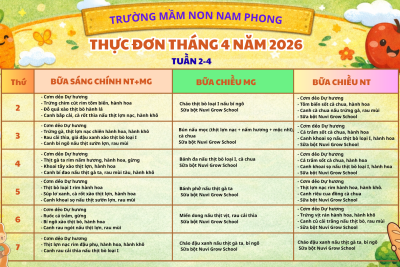 Thực đơn tháng 4 năm 2026 (Tuần 2+4)