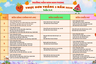 Thực đơn tháng 3 năm 2026 (Tuần 2+4)