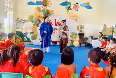 Giáo án PTNT-Xác định phía trên, dưới, trước, sau của người khác-4 tuổi-Việt Hà